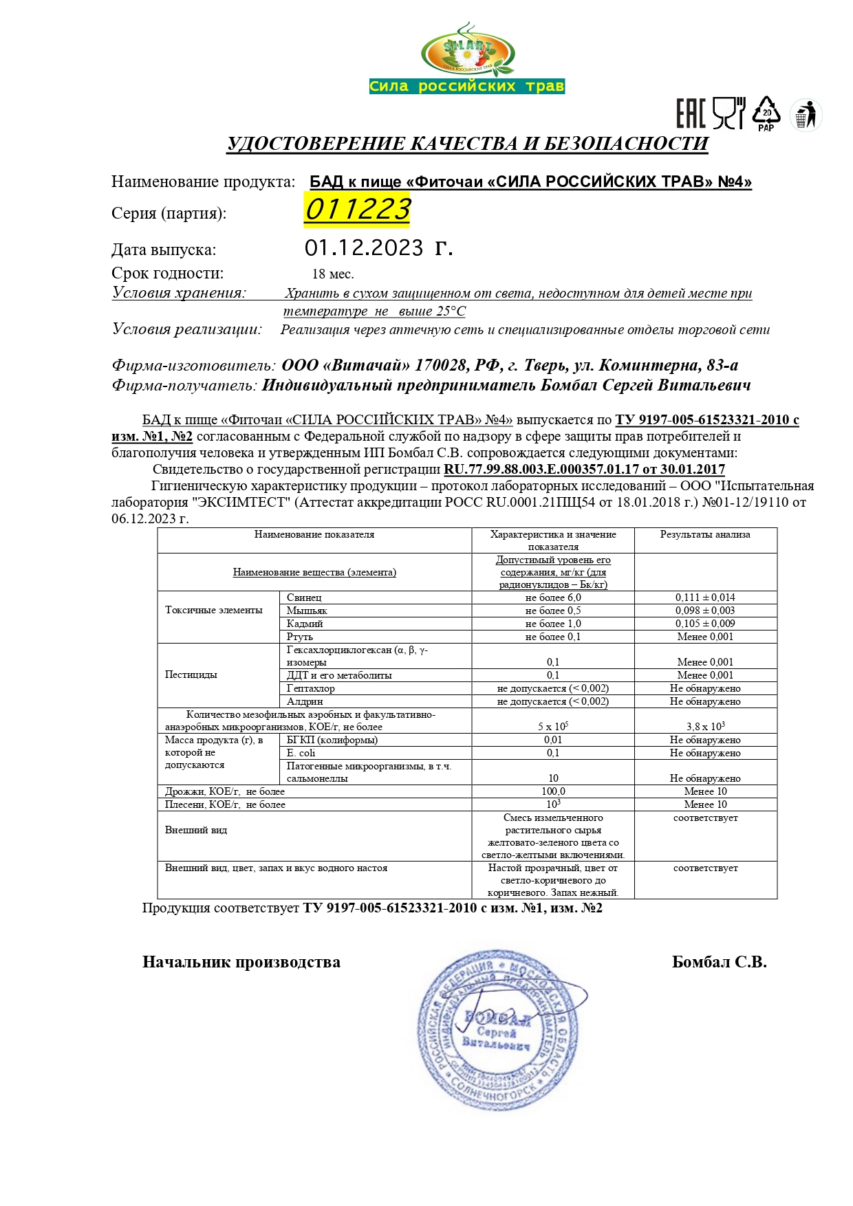 Паспорт №122023